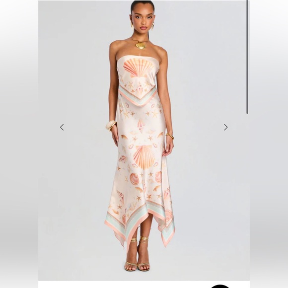 Retrofete Dresses & Skirts - Retrofete Strapless Seashell Handkerchief Dress - Cream, Pink, Peach